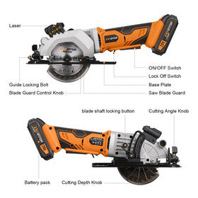 Extbtfor circular saw showing 90 and 45 degree bevel options for clean joints.