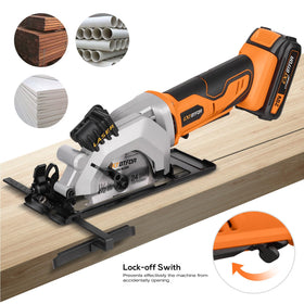 Extbtfor kit includes blades, charger, batteries, ruler, laser, and manual.