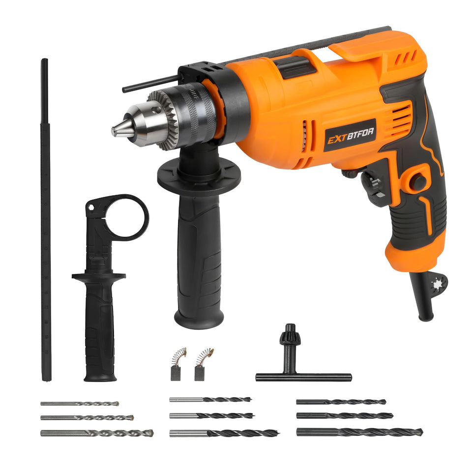 Extbtfor hammer drill front view showing compact corded design for home projects