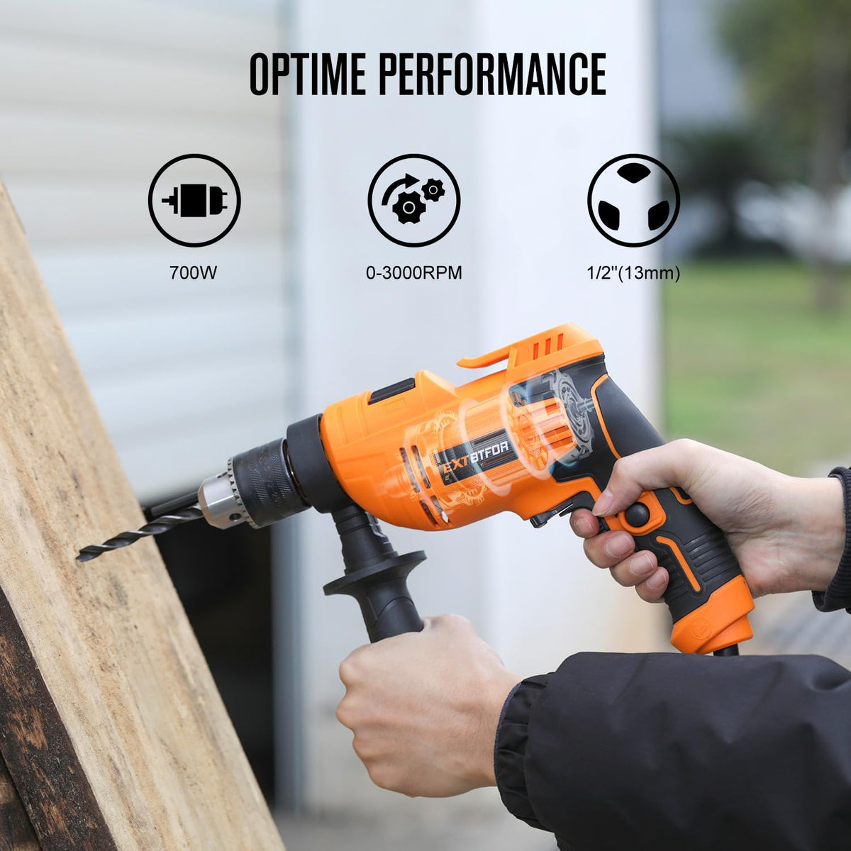 Extbtfor hammer drill side view highlighting durable housing for daily use