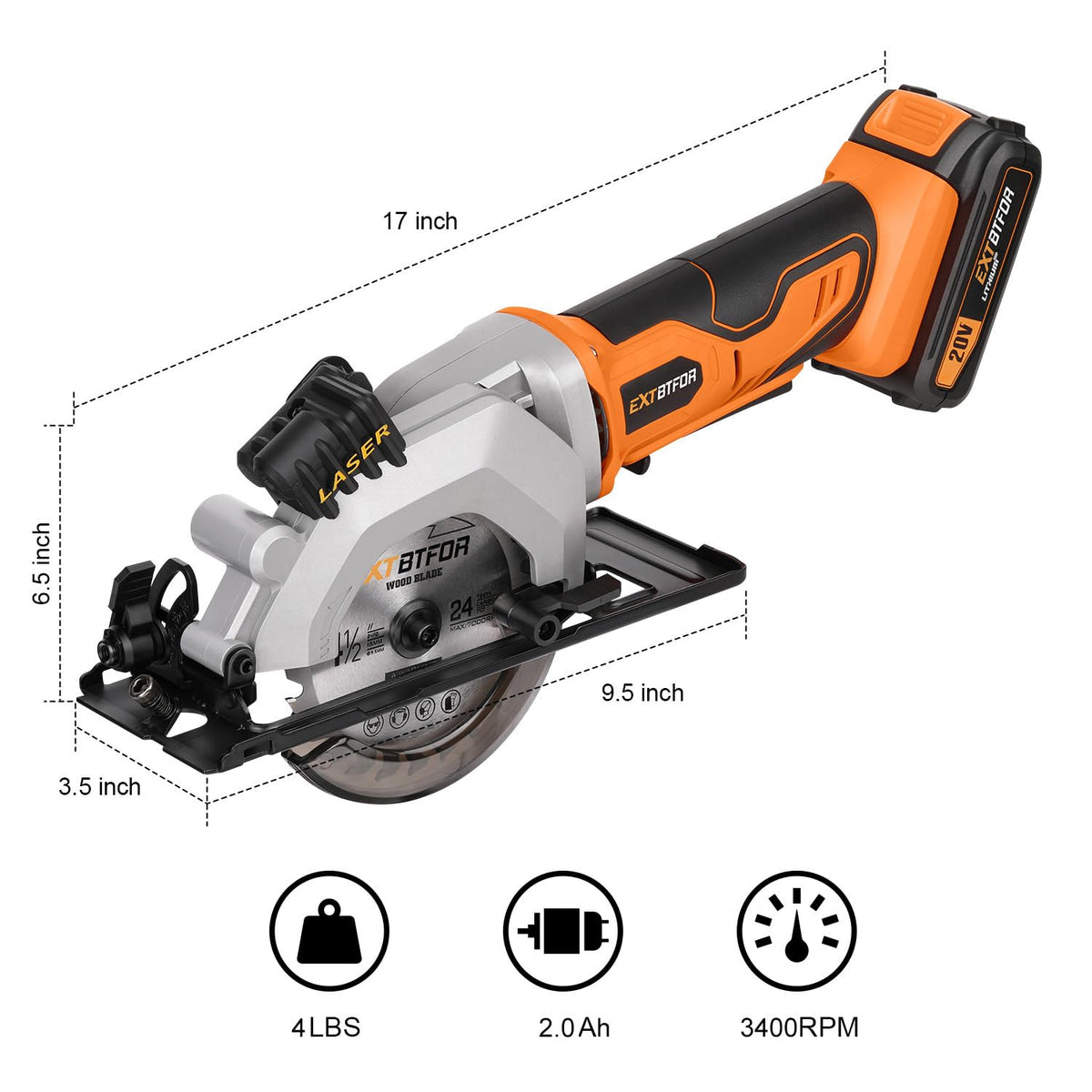 Extbtfor mini cordless saw designed for comfortable one-handed use on small projects.