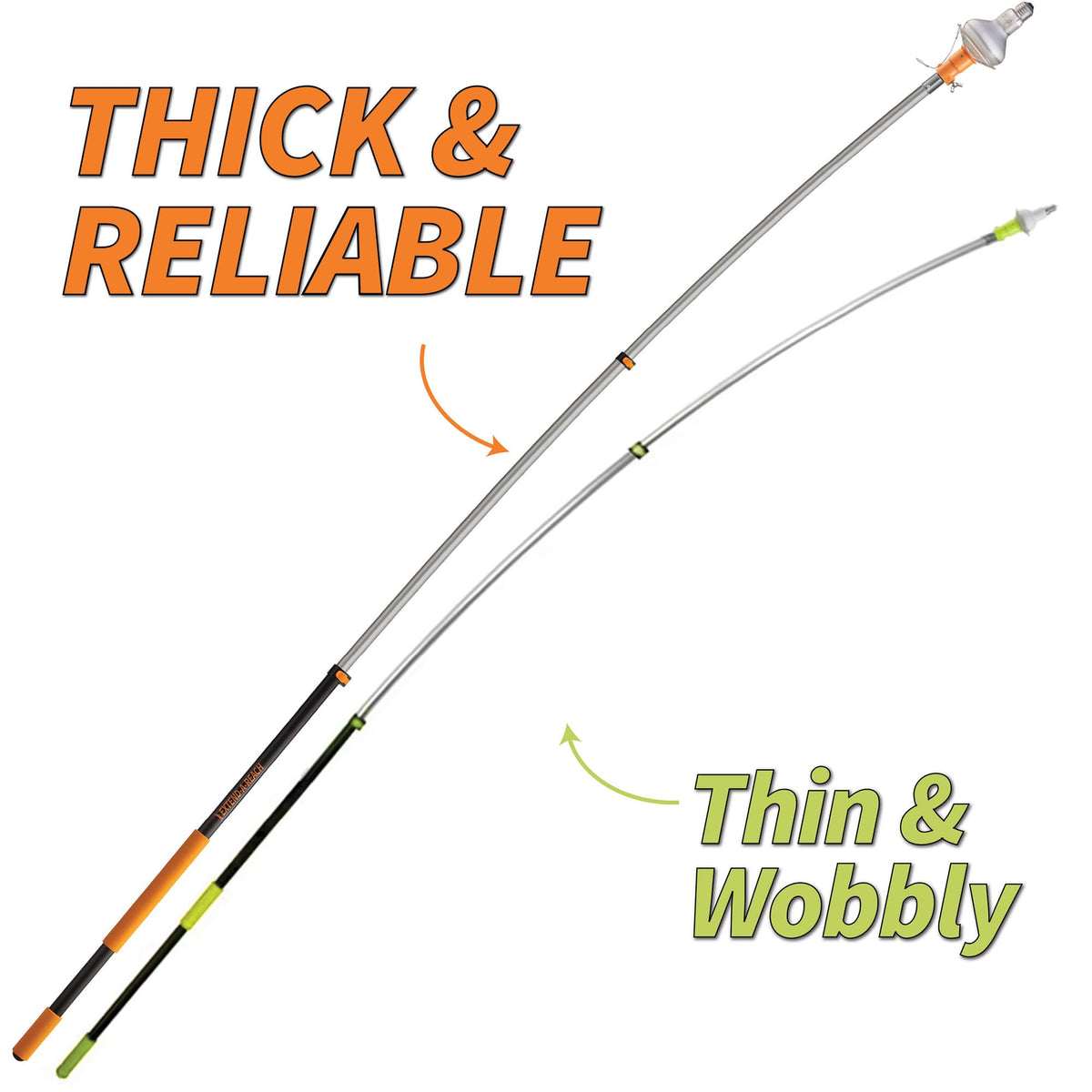 EXTEND-A-REACH non-slip grips enhance stability while changing bulbs.