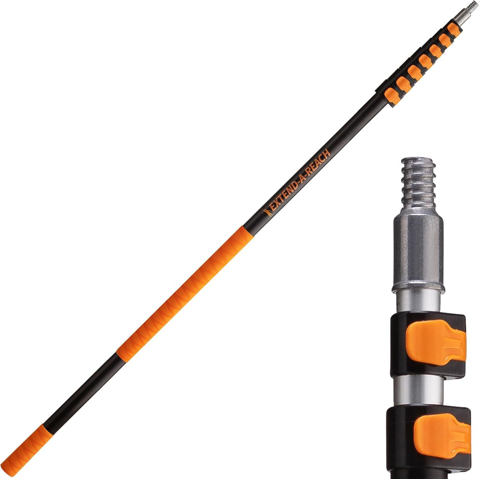 EXTEND-A-REACH telescopic pole extended to 5–30 ft for hard-to-reach tasks.