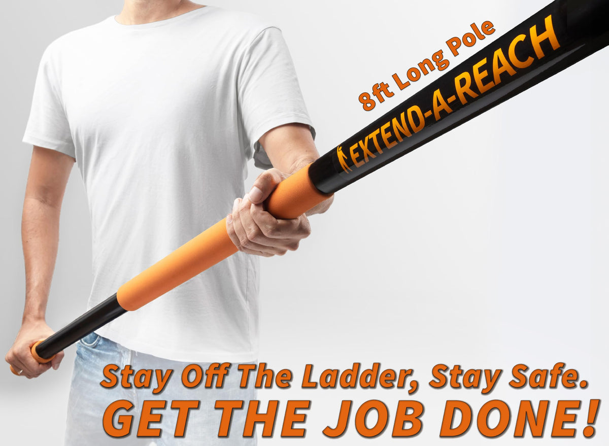 EXTEND-A-REACH telescoping pole with quick-release lever for easy sizing.