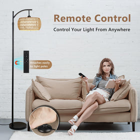 Eyassi Arc lamp offers 3 color temperatures for warm to cool ambiance.
