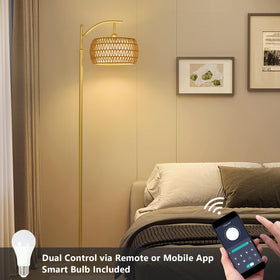 eyassi Arc Floor Lamp height-adjustable pole for customizable setup.