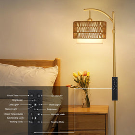 Eyassi Gold Floor Lamp sturdy base ensures stable placement in living spaces.
