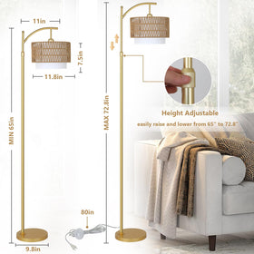 Eyassi Gold Floor Lamp height-adjustable pole enables flexible overhead lighting.
