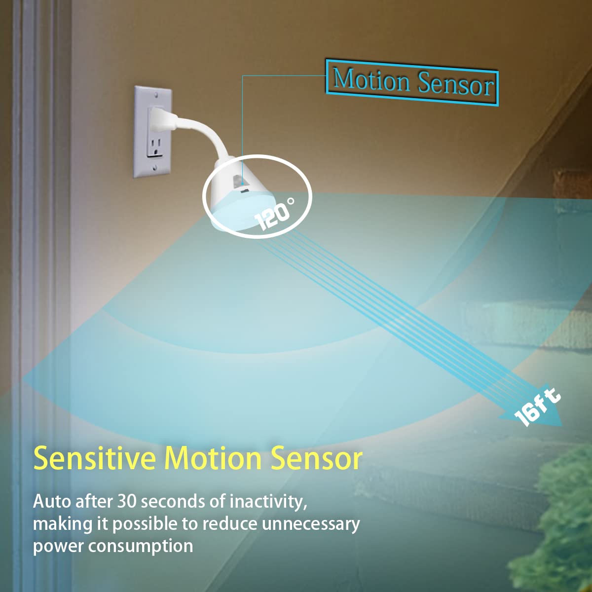 Eyesfon US-plug night light enables simple installation on standard outlets.