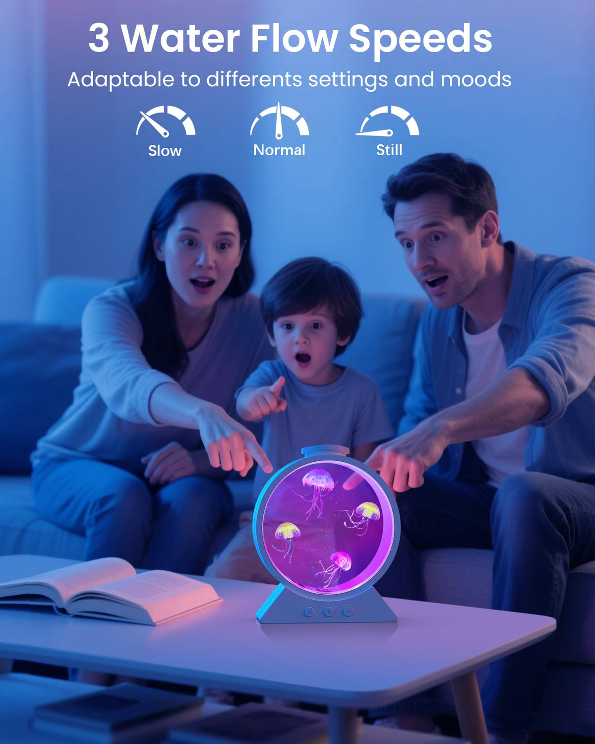 Eyesound Jellyfish Lamp 8H timer supports safe overnight use and energy saving.