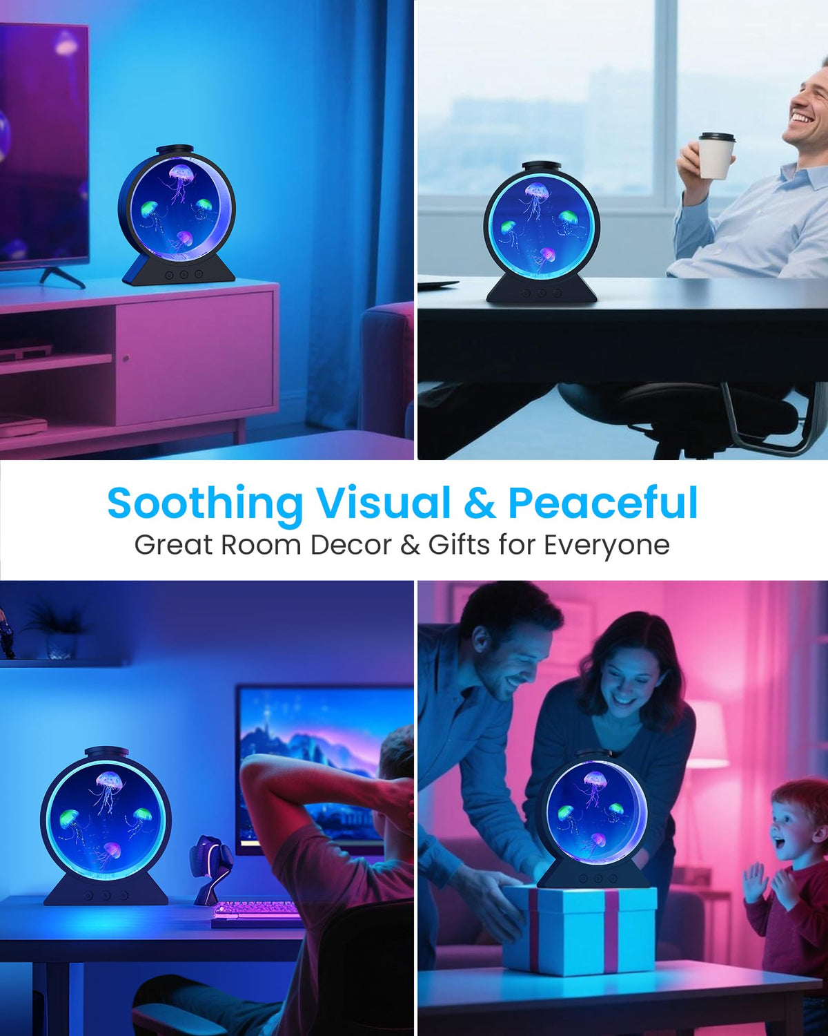 Eyesound Jellyfish Lamp desk setup demonstrates effortless, leak-proof operation.