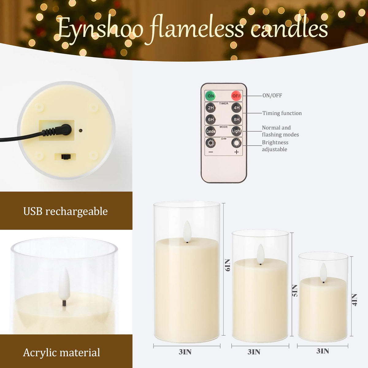 Eynshoo candles on a bedroom nightstand give soft amber glow