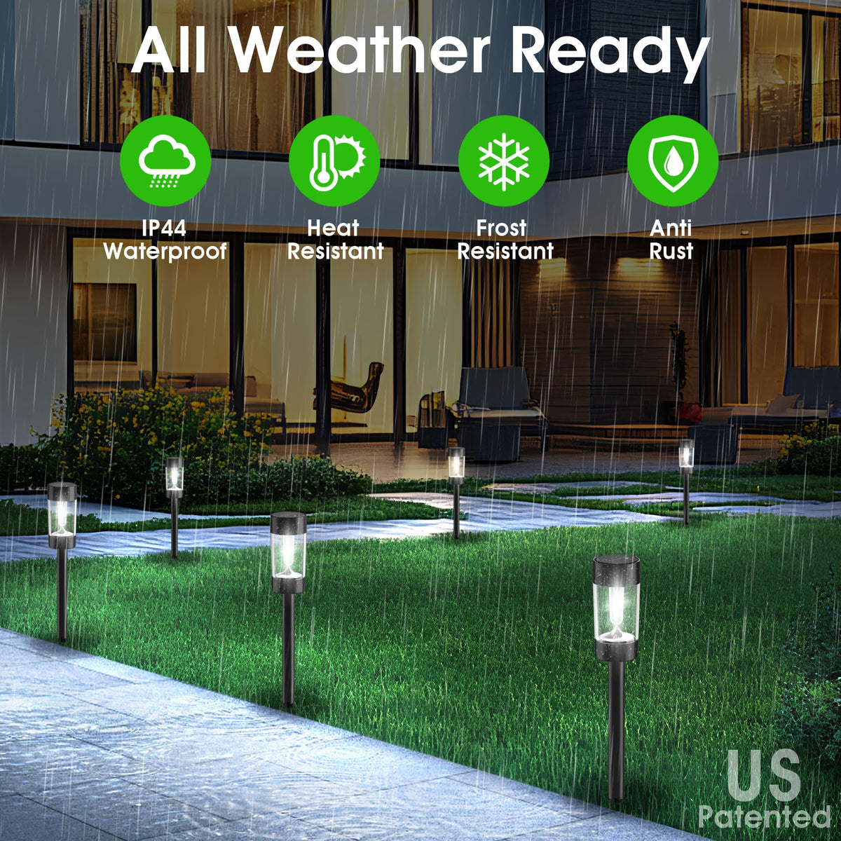 Eyrosa auto on/off solar garden light activates at night for effortless ambiance.