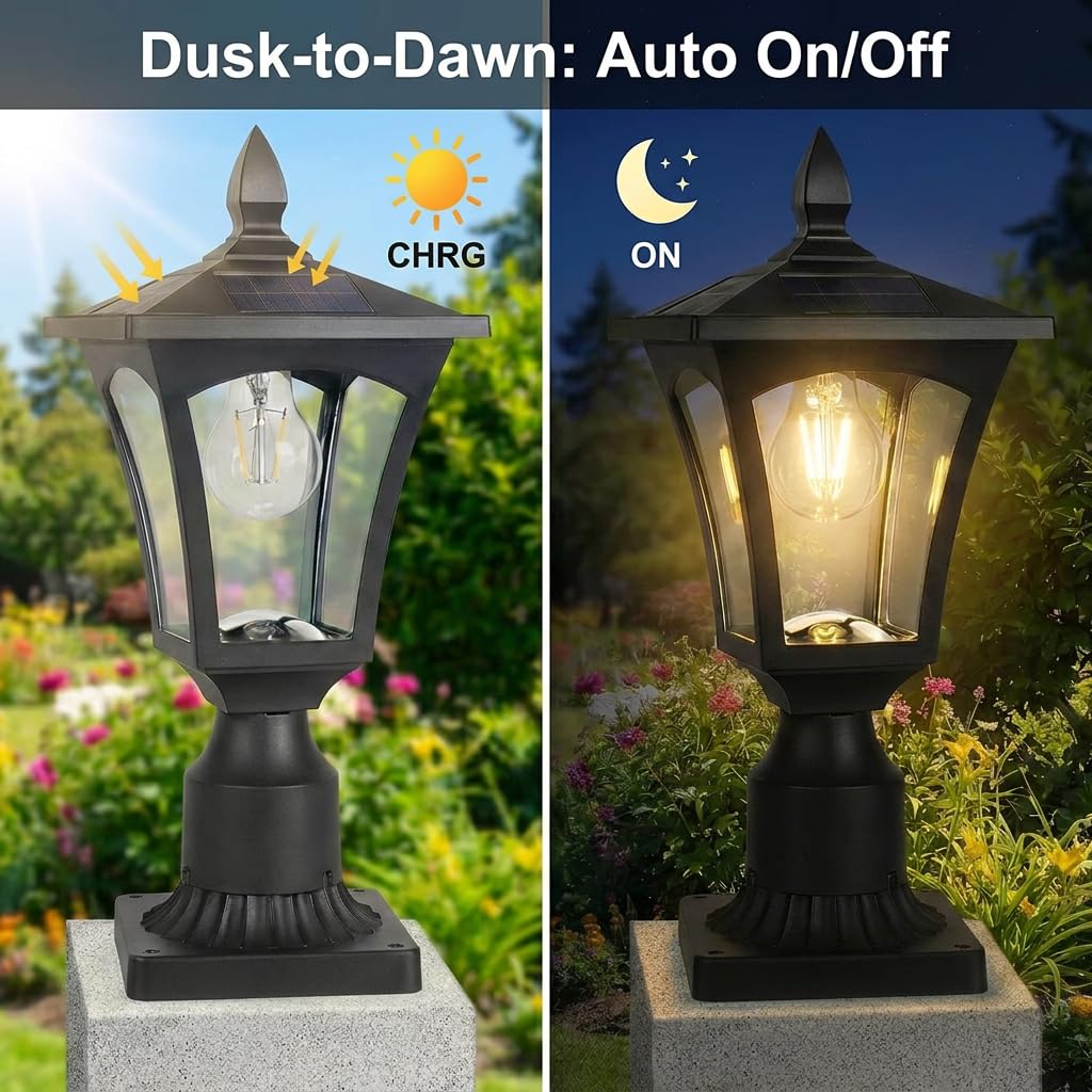 IP45 weatherproof Eyrosa lamp post withstands rain and snow in outdoor spaces.