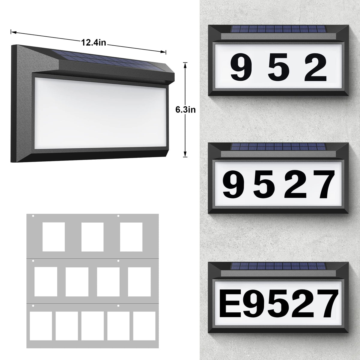 Eyrosa Solar Address Sign accommodates 3-5 digit addresses