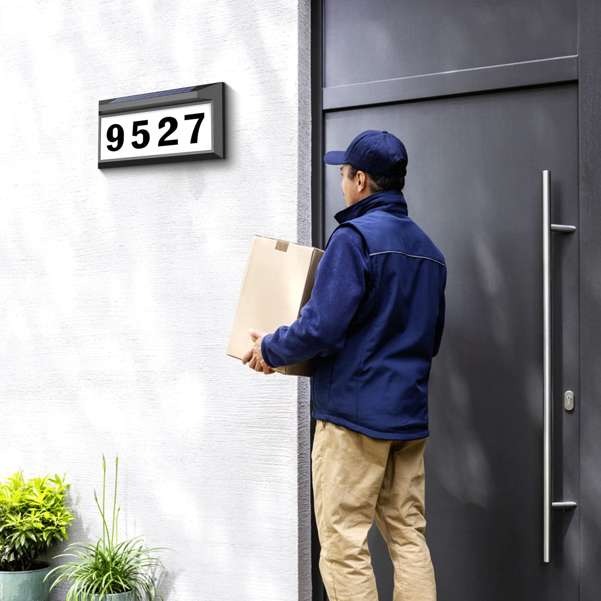 Eyrosa Solar Address Sign outdoor decor enhances curb appeal