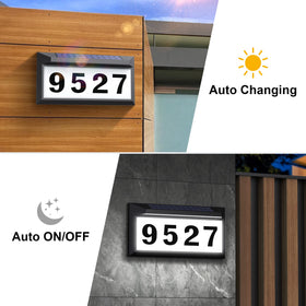 Eyrosa Solar Address Sign solar panel close-up highlights efficient charging
