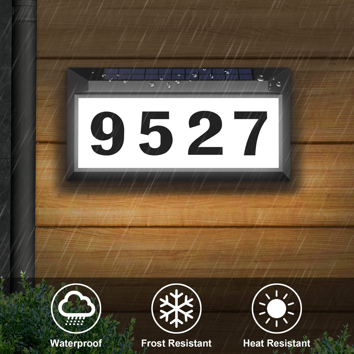 Eyrosa Solar Address Sign wall mount demonstrates easy outdoor installation
