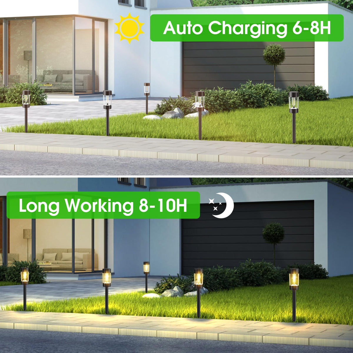 Eyrosa yard ambience solar lights showcase warm ambience along paths