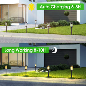 Eyrosa yard ambience solar lights showcase warm ambience along paths