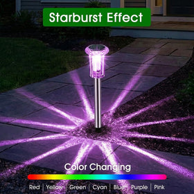 Eyrosa outdoor lights in garden setup, ready for easy installation along a path.