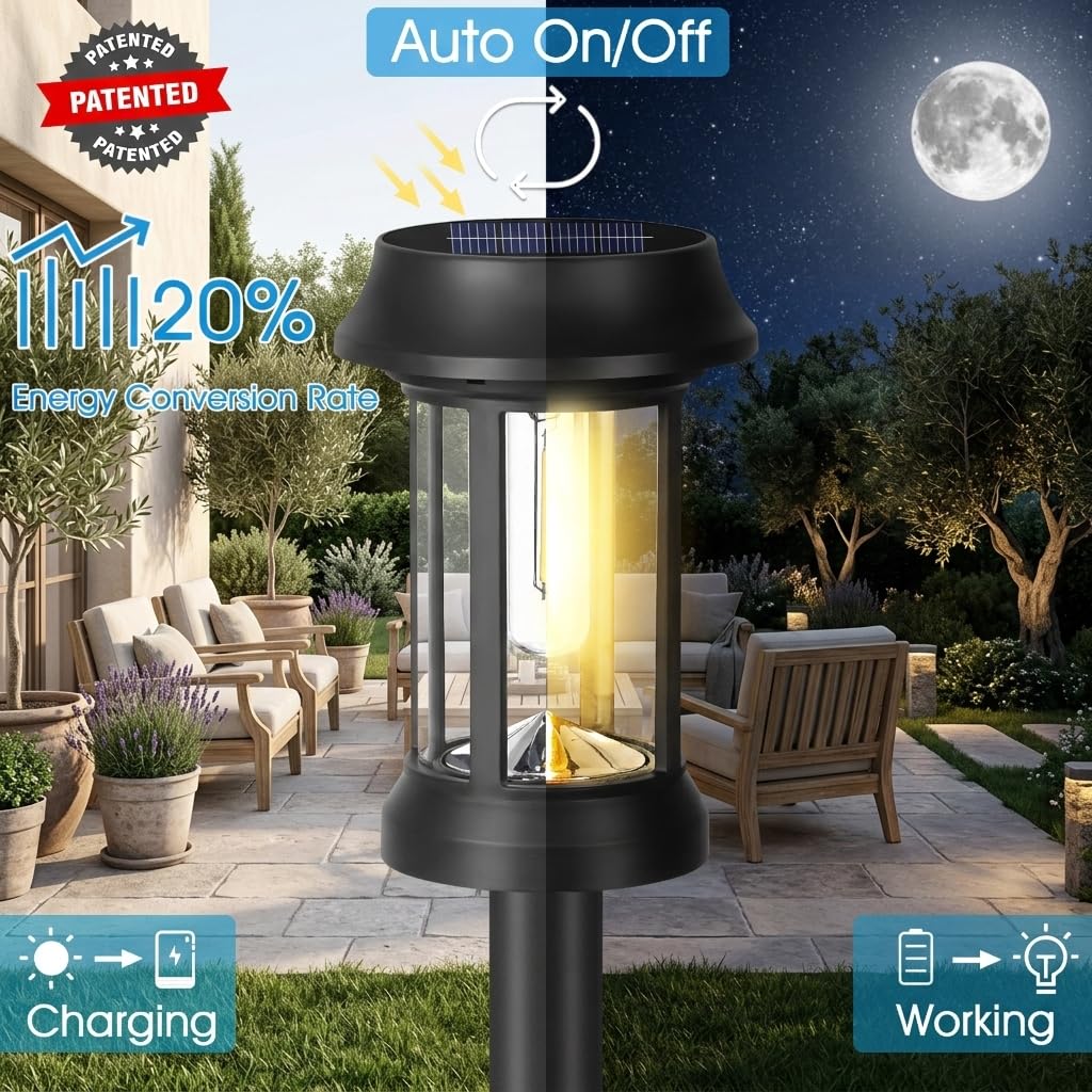 Eyrosa solar pathway lights high-efficiency solar panel powers the unit.