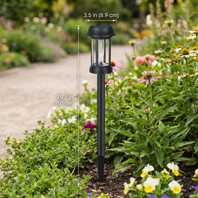 Eyrosa solar pathway lights warm 3000K glow creates inviting ambiance.