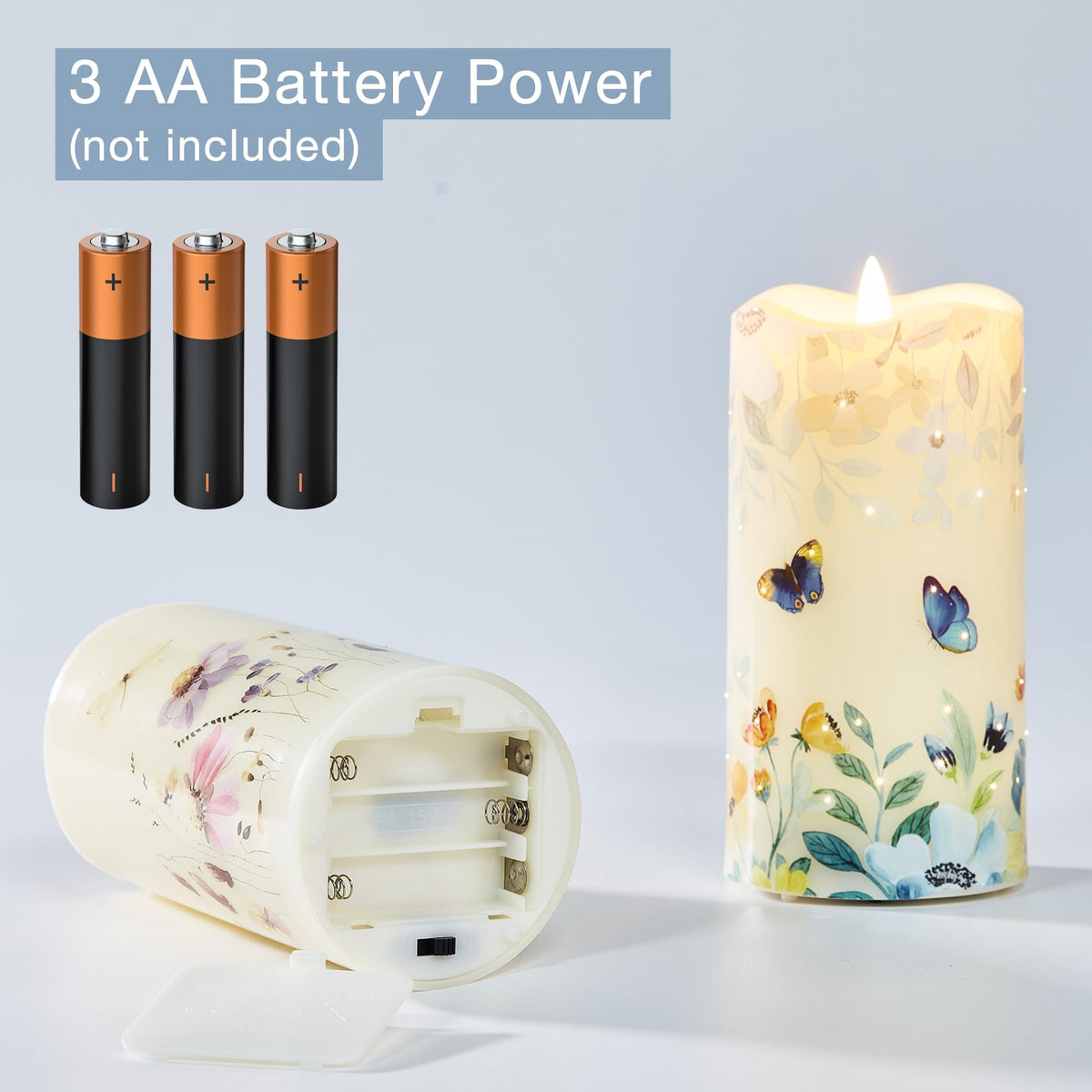 Eywamage battery-operated candles offer long life without wax mess.