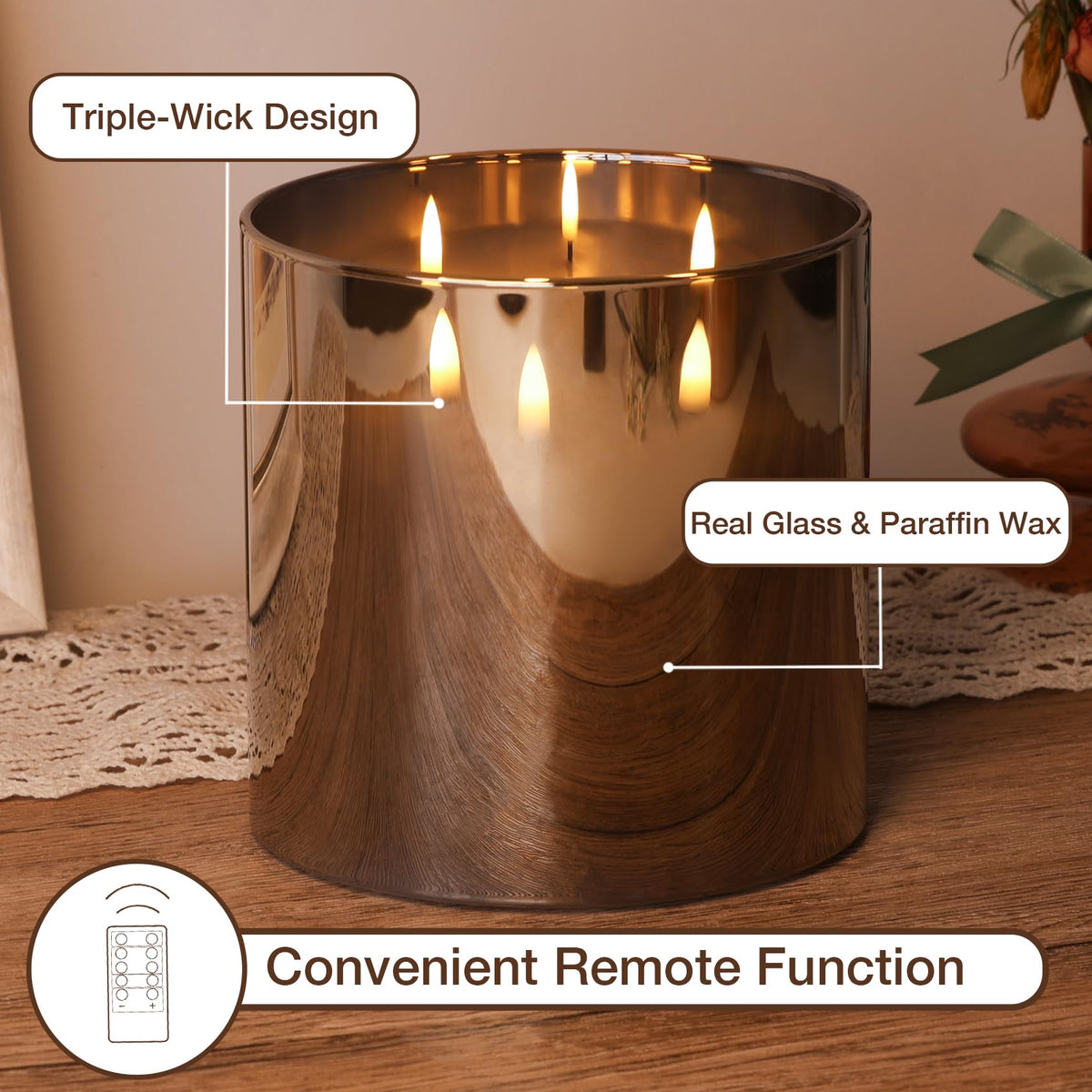 Eywamage battery-powered candle with long-lasting glow for any room