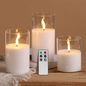 Eywamage Clear Glass Flameless Candles create ambient room lighting without flame risk