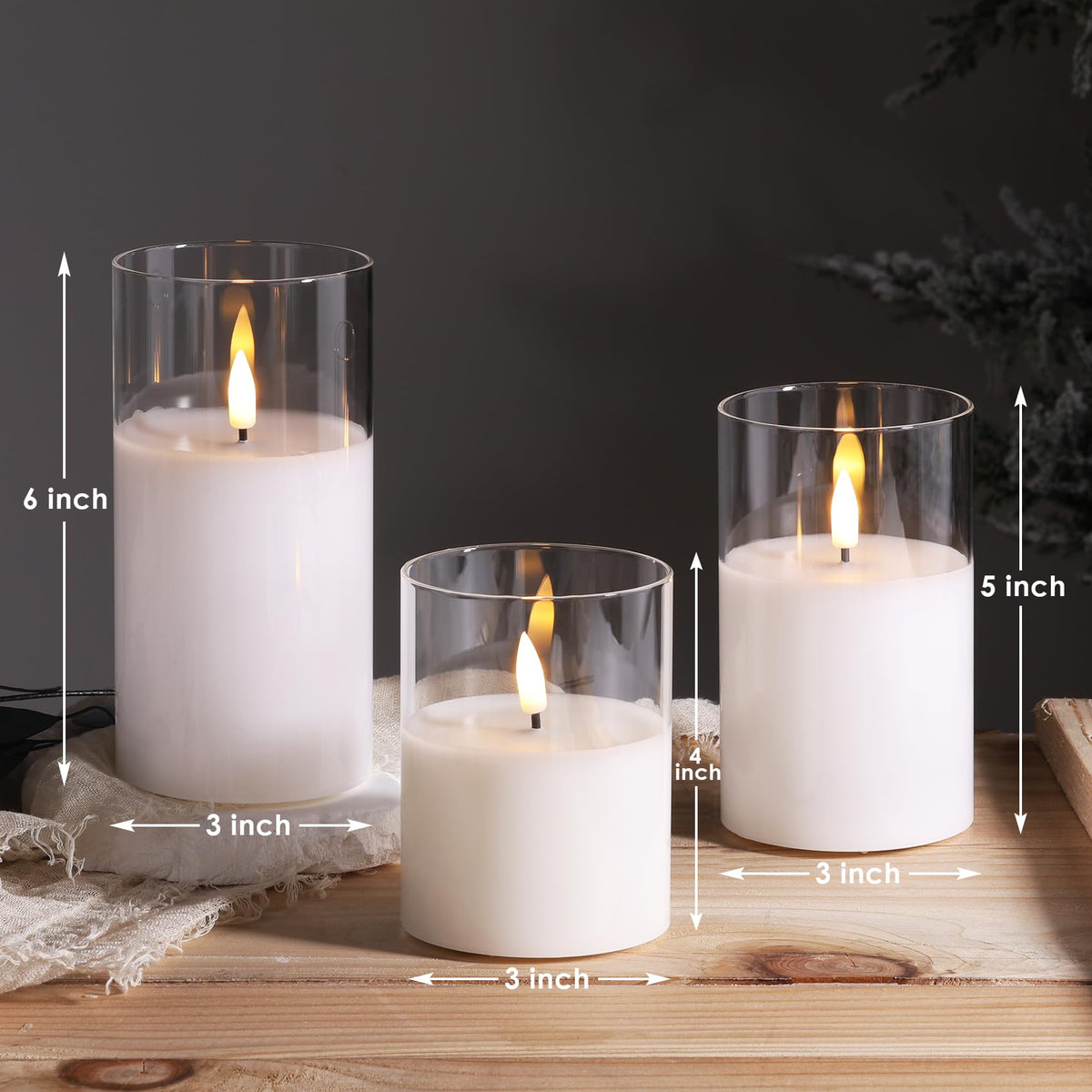 Eywamage remote-control candles in a set of three for easy mood control