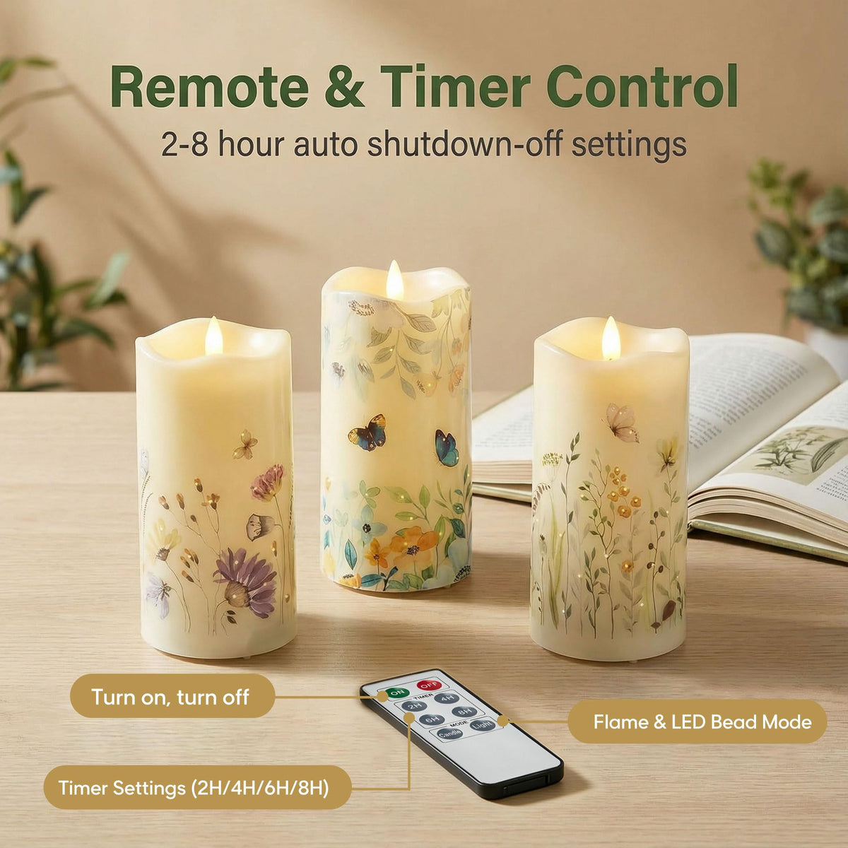 Eywamage flameless candles provide a flame-free option around kids and pets.