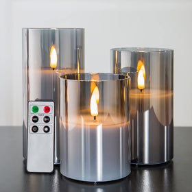 Eywamage smoke grey candles with remote deliver convenient flameless glow for cozy evenings.
