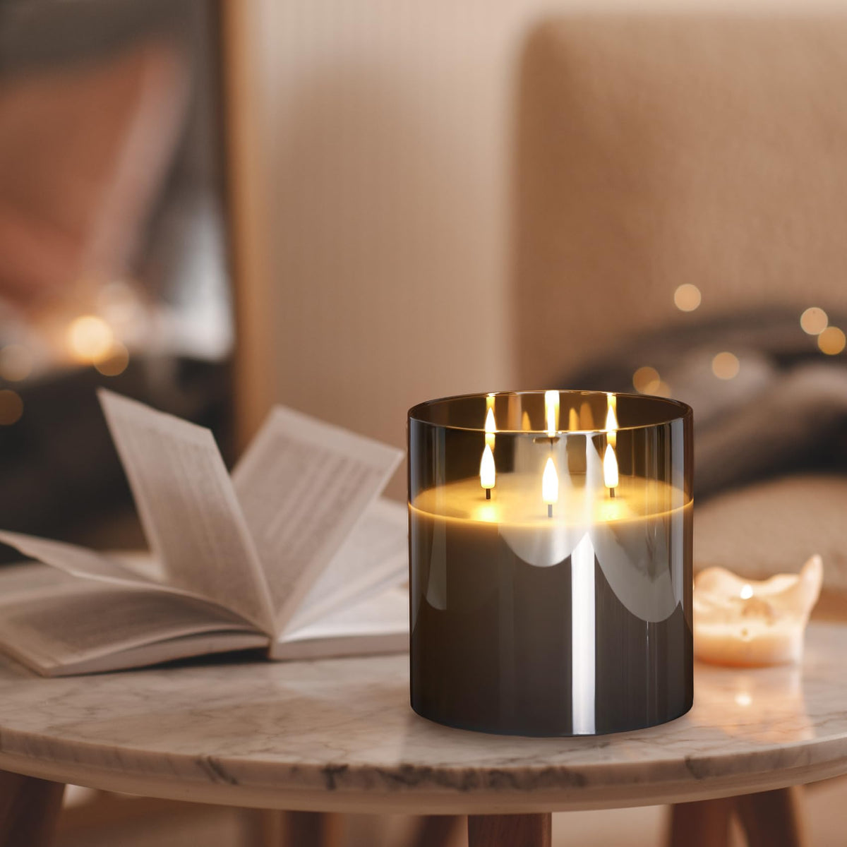 Eywamage table centerpiece candle adds warm seasonal charm