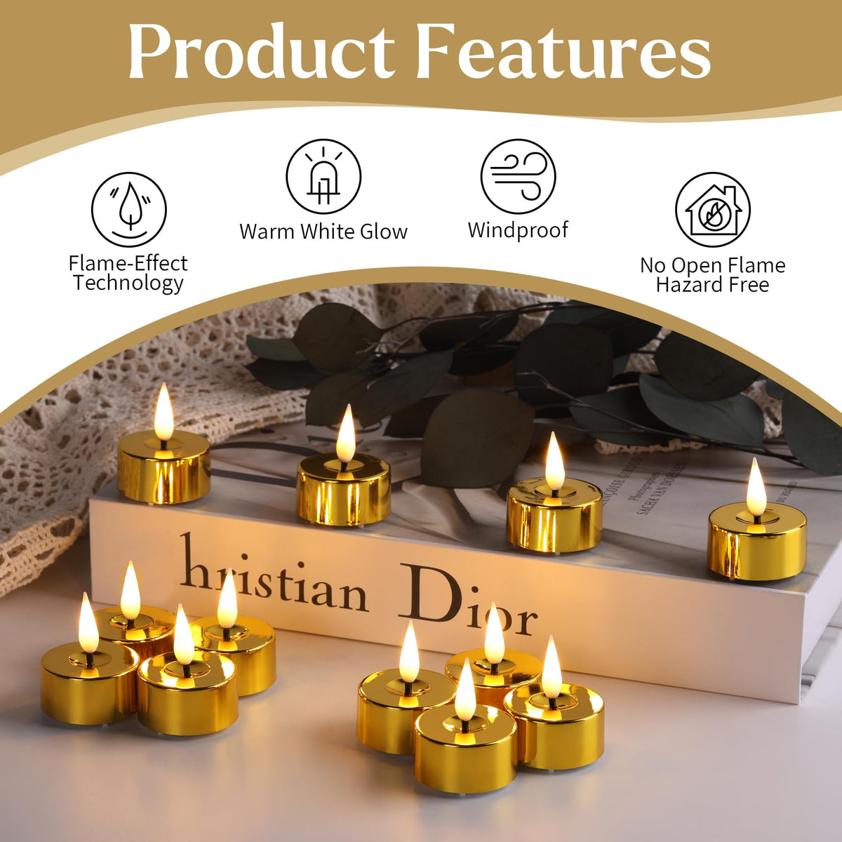 Eywamage tealights include CR2032 batteries for immediate use