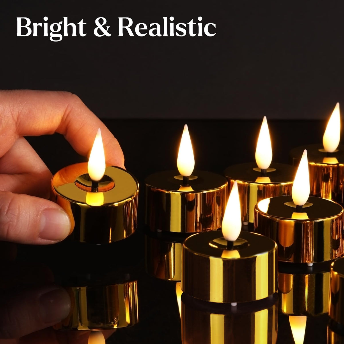 Eywamage tealights remote shows brightness and timer features