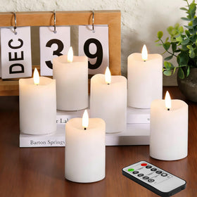Eywamage white flameless candle with remote, 2x3 inch size for safe home ambiance.