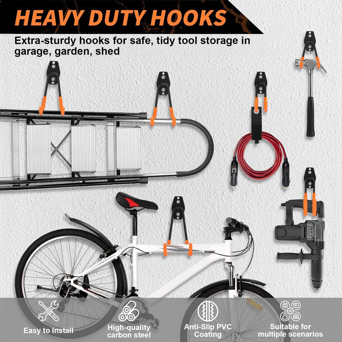 EZ COZY carbon steel hooks resist rust for long-lasting organization.