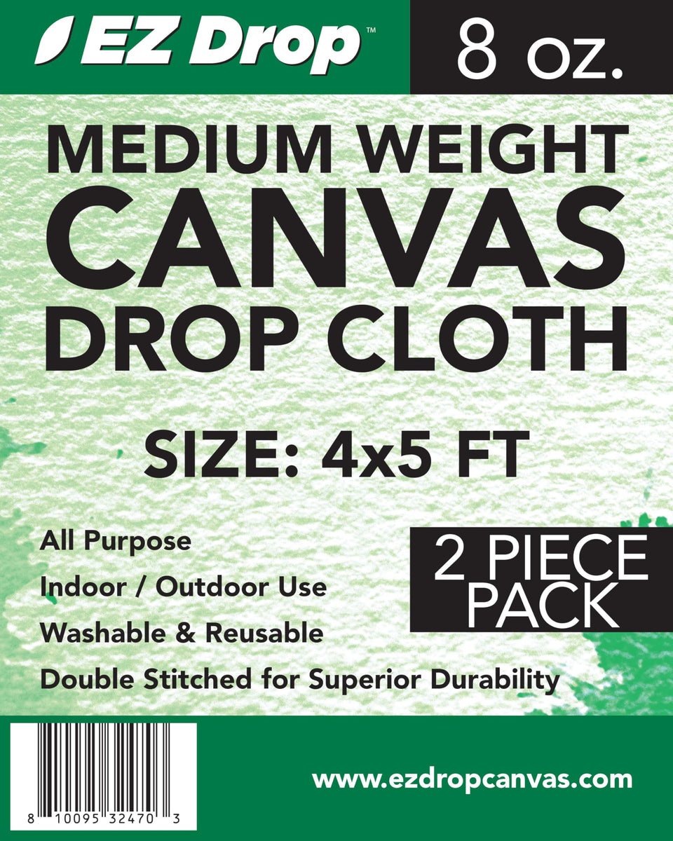 EZ DROP painter's canvas drop cloth 4x5 ft protecting floors during painting projects