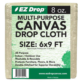 EZ DROP painter canvas drop cloth 6ft by 9ft protects floors during painting