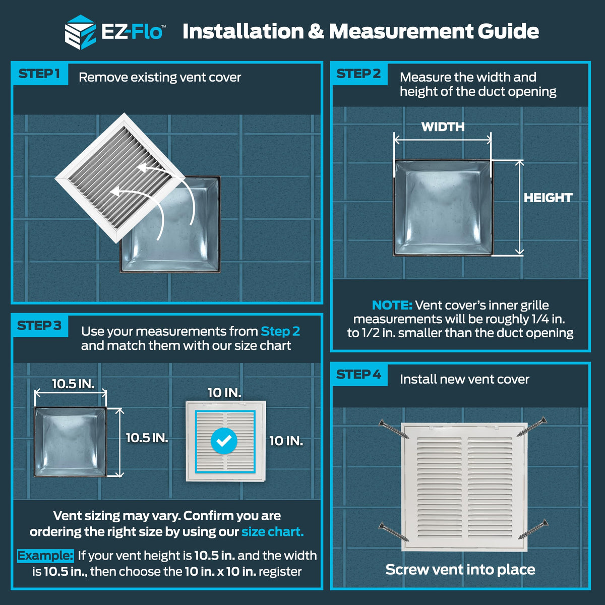EZ-FLO slotted vanes offer quieter, controlled airflow.