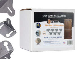 EZ-HANG strong door install kit bulk with 77 brackets and screws for quick mounting.