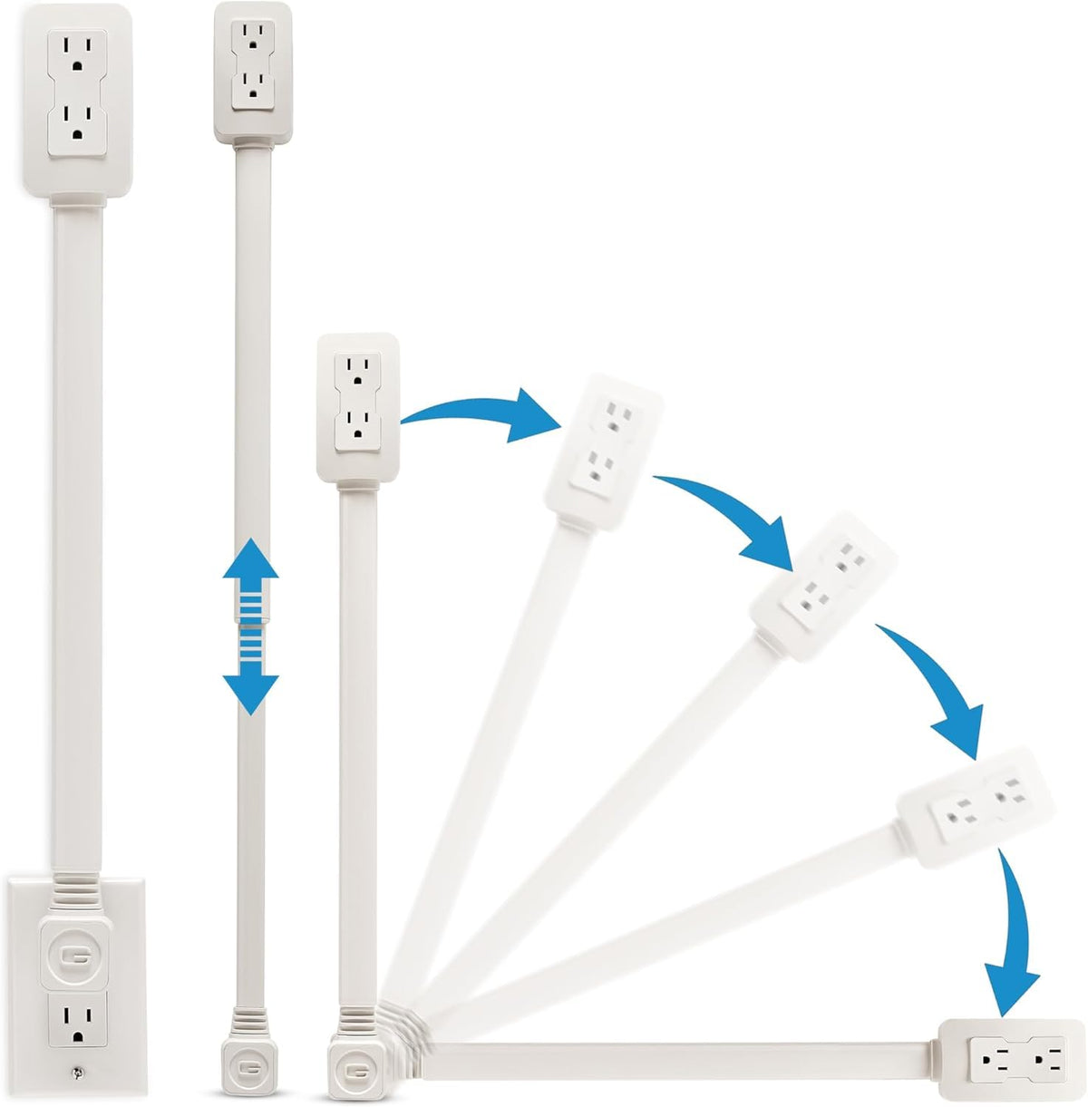 EZ Outlet 180-degree rotating base enables vertical or horizontal setup