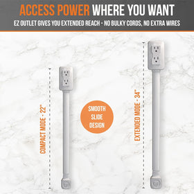 EZ Outlet provides two AC outlets for powering multiple devices