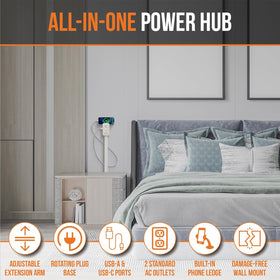 EZ Outlet USB-A and USB-C ports for convenient device charging