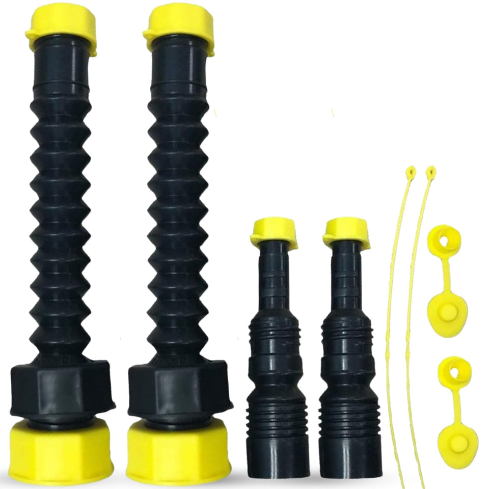 EZ-POUR Hi-Flo spout with reducer tip for universal container fit and smooth pouring.