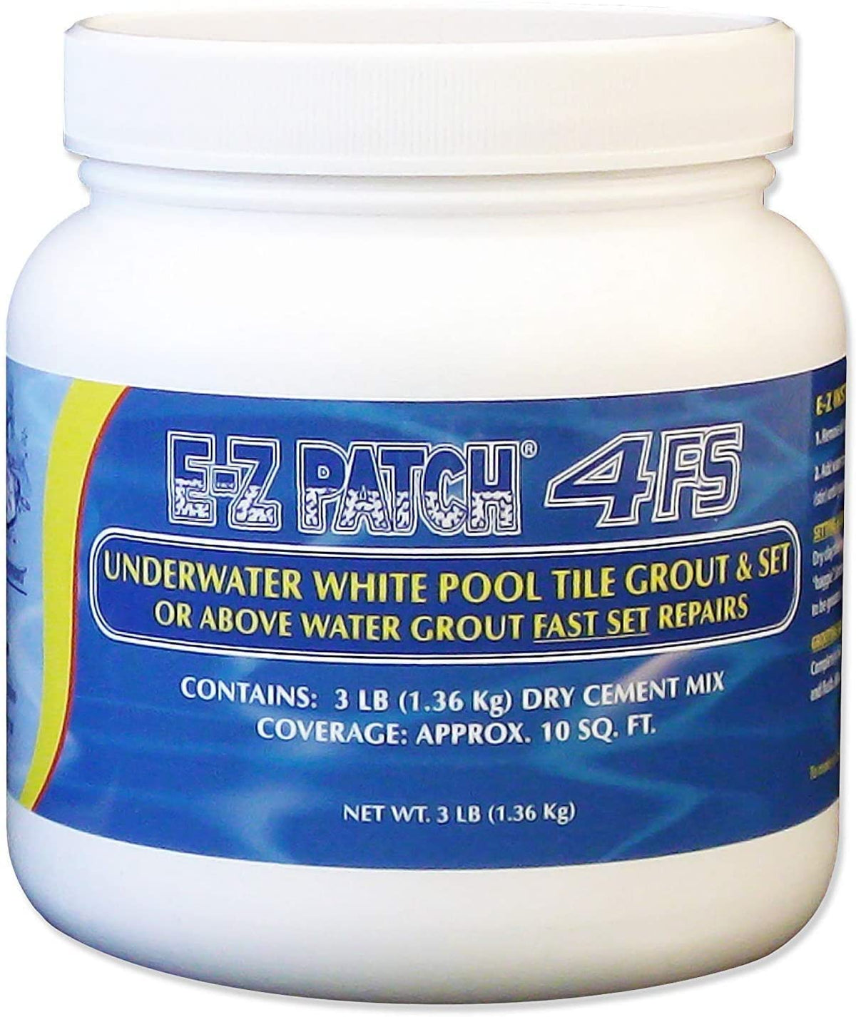E-Z Products 4 F.S. White grout kit for underwater pool tile repairs with quick setting.