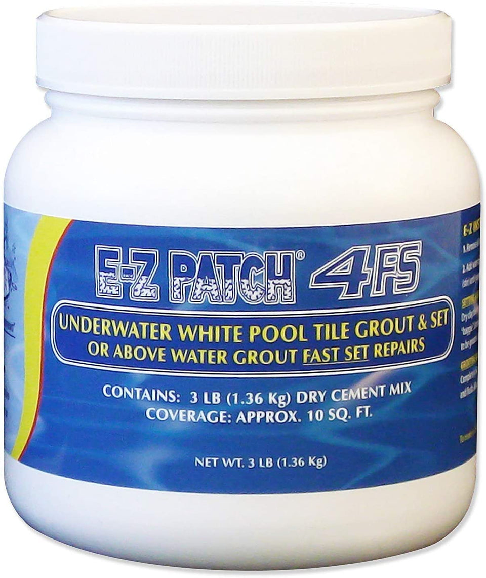 E-Z Products 4 F.S. White grout kit for underwater pool tile repairs with quick setting.