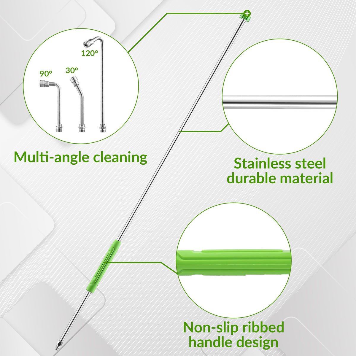EZALOR 120-degree curved rod reaches high or awkward spots.