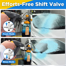 EZALOR dual-connector switch enables quick foam to water transition.